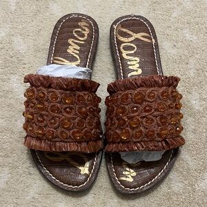 Sam Edelman Gladys Cuoio Raffia Sandals